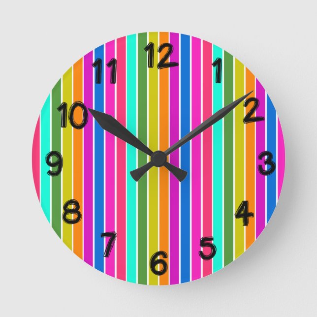 Warm Spring Stripes  Runde Wanduhr (Vorderseite)