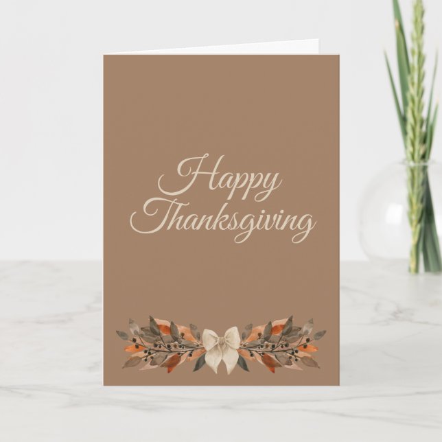Warm Taupe “Happy Thanksgiving”  Karte (Vorderseite)