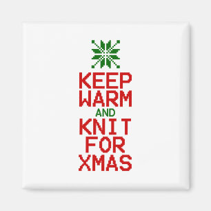 Warm und Strick für Weihnachten behalten Magnet