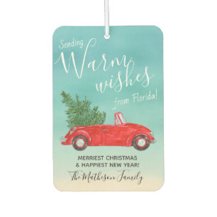Warm #Vintag Red Car #Christmas Card Alternativen Autolufterfrischer