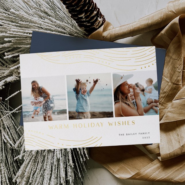 Warm Wave | 3 FotoCollage Folien Feiertagskarte (Von Creator hochgeladen)