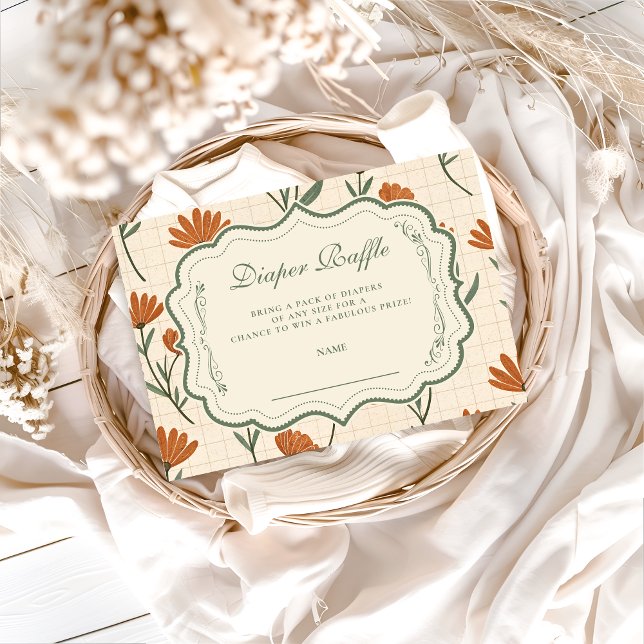Warm Wildflower Baby Shower Diapper Raffle Begleitkarte (Von Creator hochgeladen)
