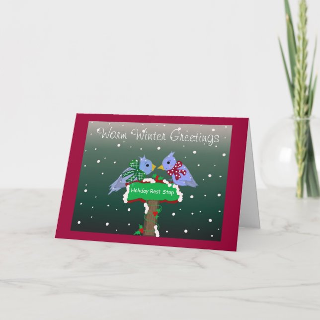 Warm Winter Greetings Feiertagskarte (Vorderseite)