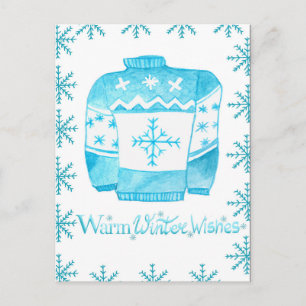 Warm Winter Wishes Christmas Sweater Postkarte