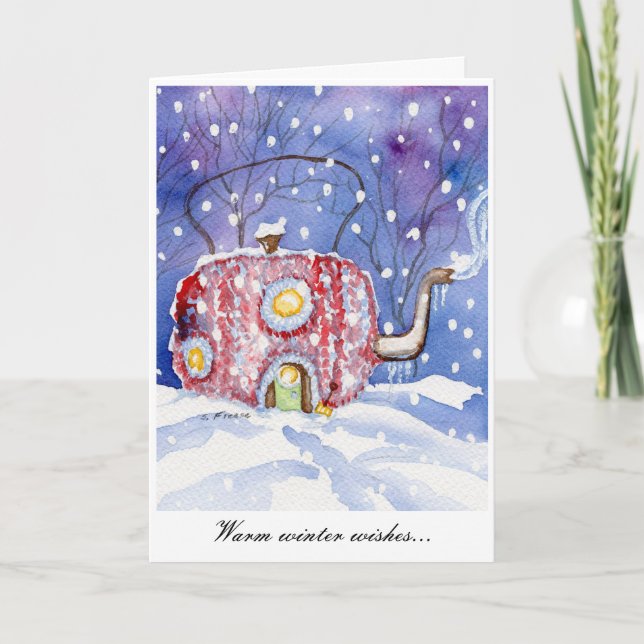 "Warm Winter Wishes" Notecard Karte (Vorderseite)