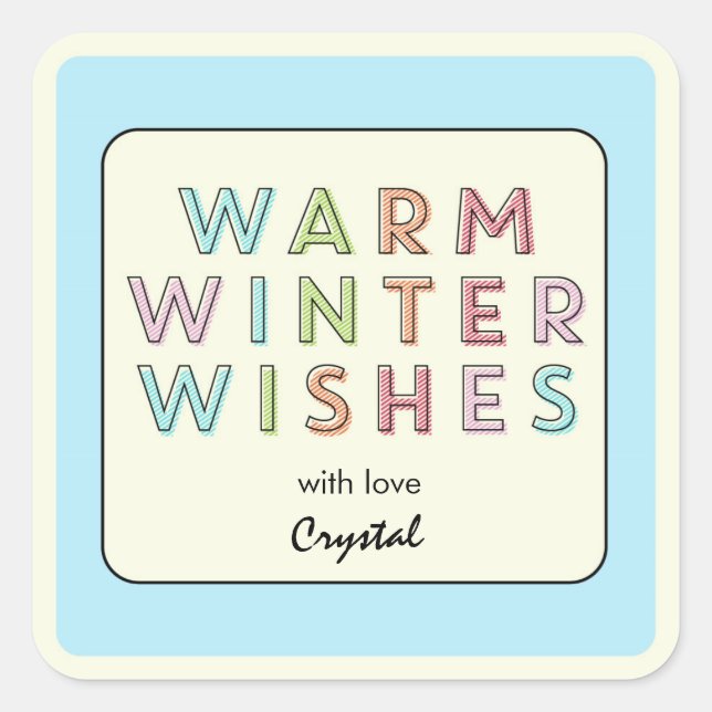 Warm Winter wünscht Weihnachtsgeschenke Etiketten Quadratischer Aufkleber (Vorderseite)