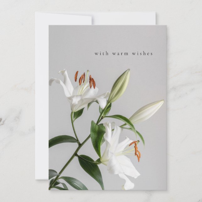 Warm Wishes Elegant Lily Card Dankeskarte (Vorderseite)