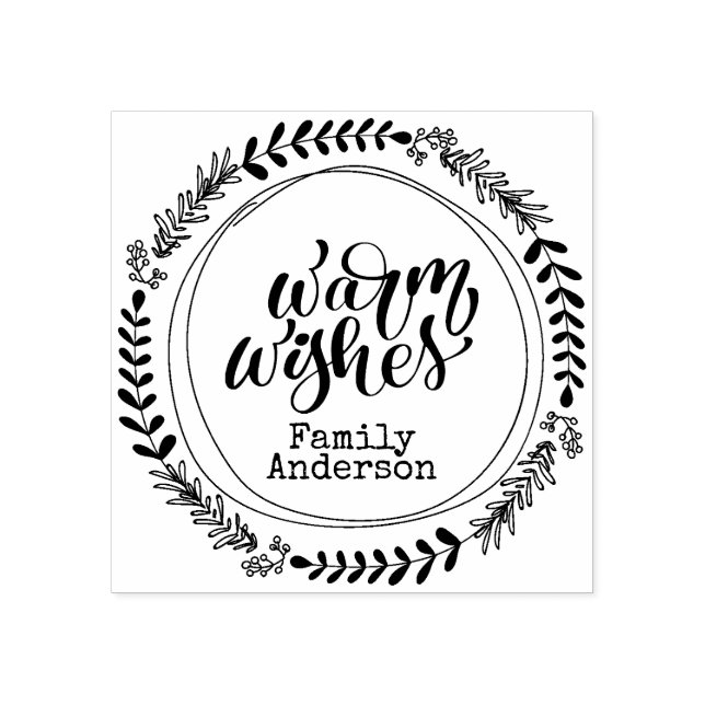 WARM WISHES Kalligrafischer Personalisierter NAME Gummistempel (Prägung)