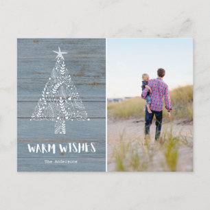Warm Wishes Rustic Beach Florida Family Photo Feiertagspostkarte