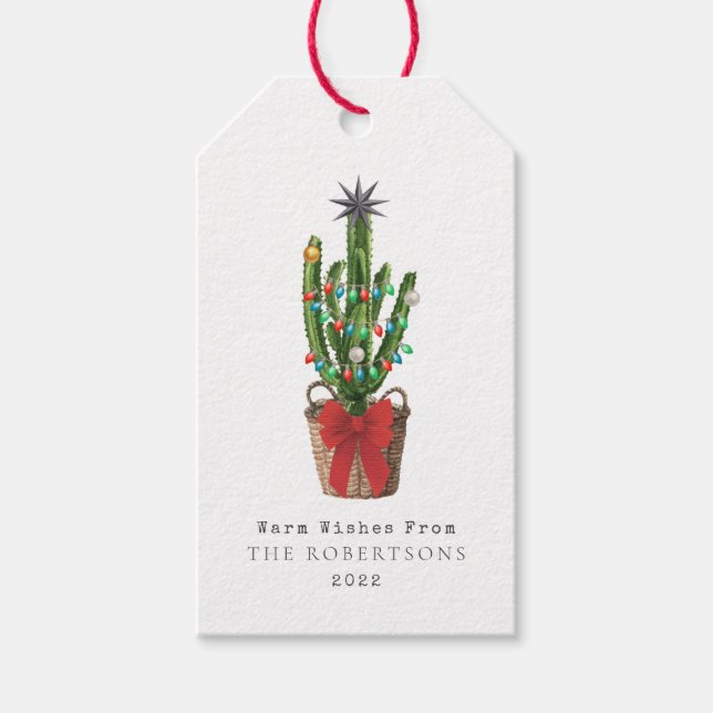 Warm wünscht Cactus Christmas Geschenkanhänger (Vorderseite)
