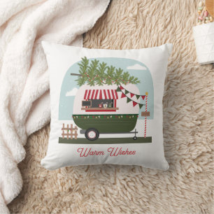 Warm wünscht Hot Cocoa Camper Weihnachten Kissen