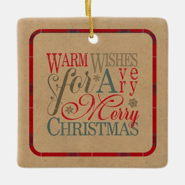 Warm wünscht Kraft & Tartan Red/Green ID589 Keramikornament (Vorderseite)