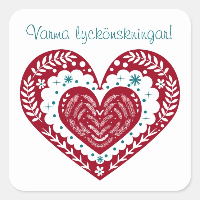 Warm wünscht Varma lyckönskningar! skandinavisch Quadratischer Aufkleber (Vorderseite)