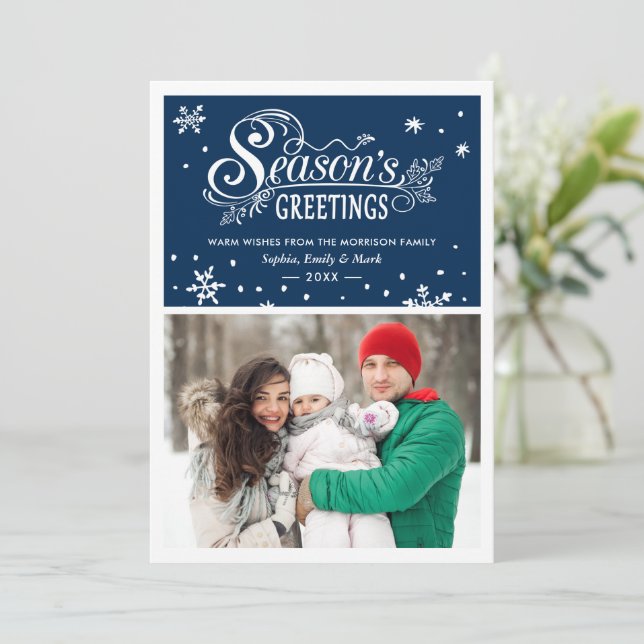 Warm wünscht Weihnachten Grüße Typografie Foto (Stehend Vorderseite)