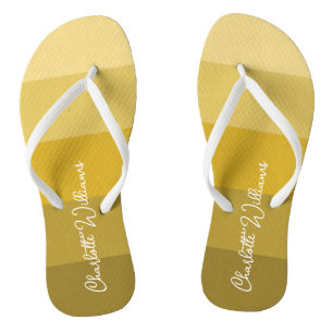 WARM YELLOW GOLD FARBE STRIPE LINE PATTERNAME FLIP FLOPS