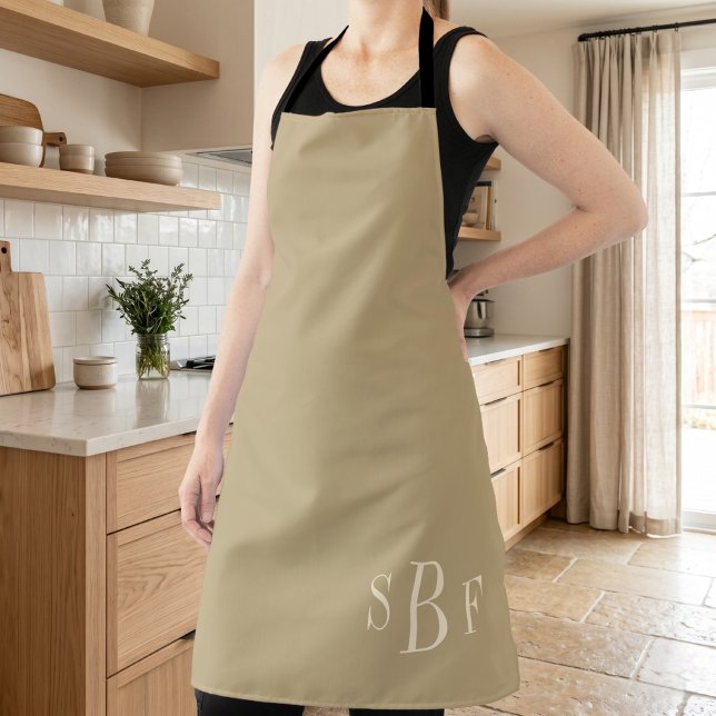 Warmbeige Monogramm-Küchengabe Schürze (Monogram Warm Beige Boho Neutral Kitchen Gift Apron)