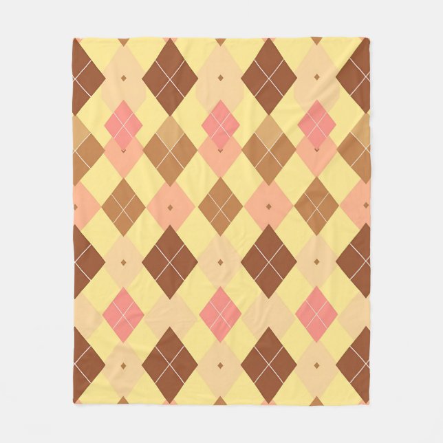 Warmbraun-Rosa-Argyle-Muster Fleecedecke (Vorderseite)