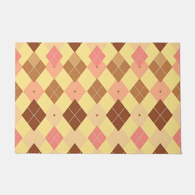 Warmbraun-Rosa-Argyle-Muster Fußmatte (Vorderseite)