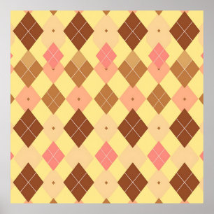 Warmbraun-Rosa-Argyle-Muster Poster
