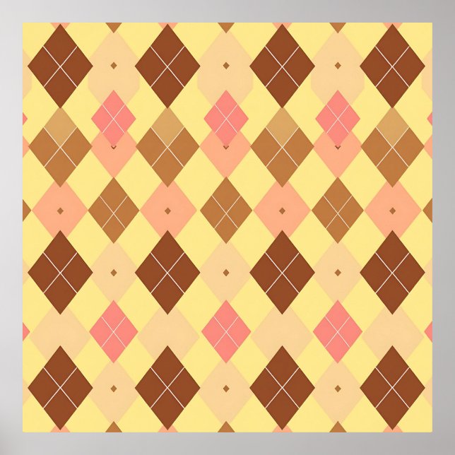 Warmbraun-Rosa-Argyle-Muster Poster (Vorne)