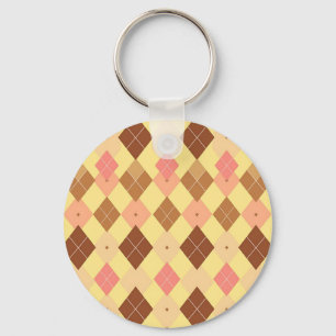 Warmbraun-Rosa-Argyle-Muster Schlüsselanhänger