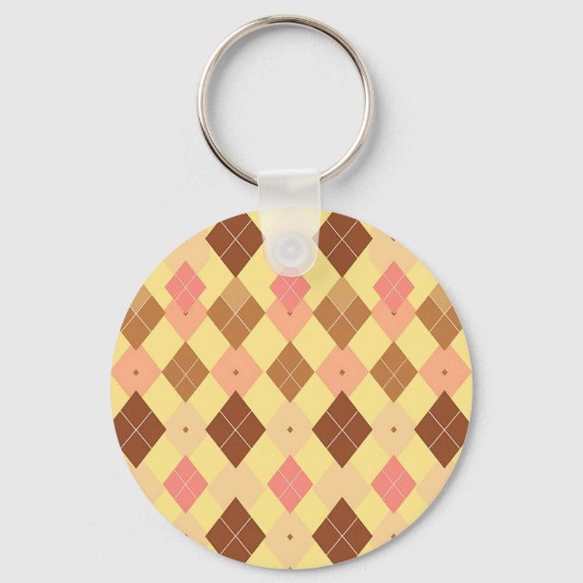 Warmbraun-Rosa-Argyle-Muster Schlüsselanhänger (Vorderseite)