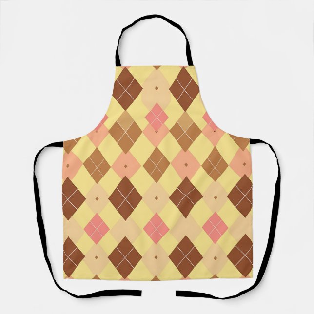 Warmbraun-Rosa-Argyle-Muster Schürze (Vorderseite)