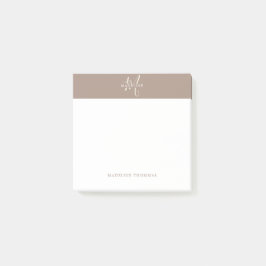 Warmby Beige Mit Monogramm Script Post-it Klebezettel
