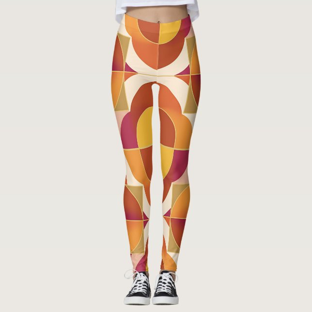 Warme abstrakt gemusterte Leggings (Vorderseite)