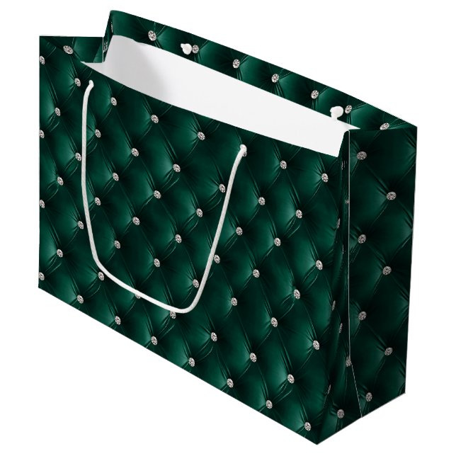Warme Aquamarine grüne Chic Imitate Velvet Große Geschenktüte (Vorderseite Schrägansicht)