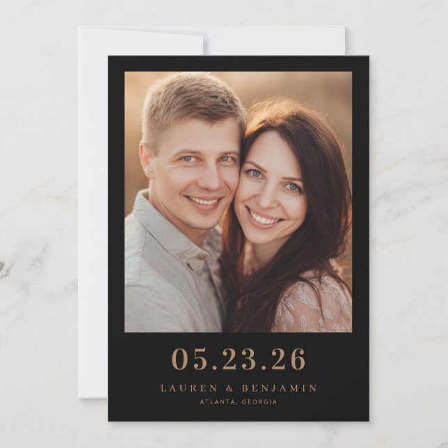 Warme Beige Elegante Foto Save The Date (Vorderseite)