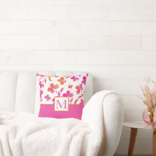 Warme Blume in Rosa und Orange Kissen