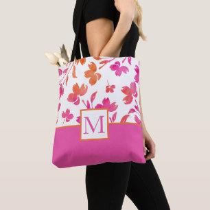 Warme Blume in Rosa und Orange Tasche