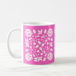 Warme Blume in Rosa und Weiß Kaffeetasse