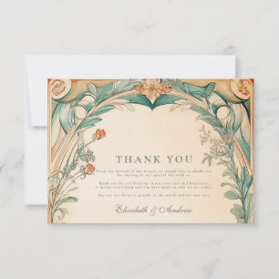 Warme botanische Rahmen Hochzeit Dankeskarte