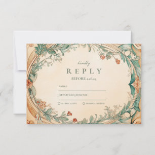 Warme botanische Rahmenhochzeit RSVP Karte