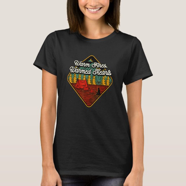 Warme Brände Warmed Hearts Camping Paare Camper T-Shirt (Vorderseite)