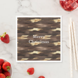 Warme braune Gold abstrakte Streifen Weihnachten Serviette