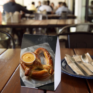 Warme Brezel & Käse Tisch Tent Tischaufsteller