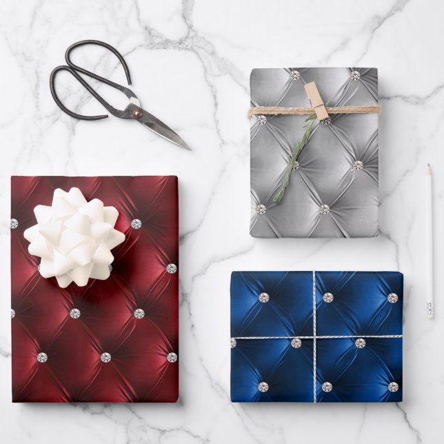 Warme Burgundy Floral Imitate Velvet Geschenkpapier Set (Vorderseite)