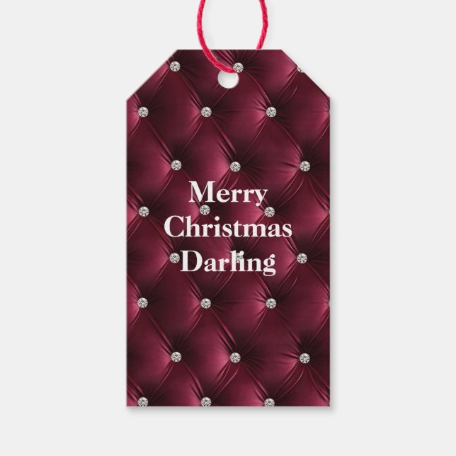 Warme Burgundy Red Imitats Velvet Geschenkanhänger (Vorderseite)