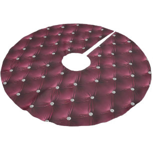 Warme Burgundy Red Imitats Velvet Polyester Weihnachtsbaumdecke