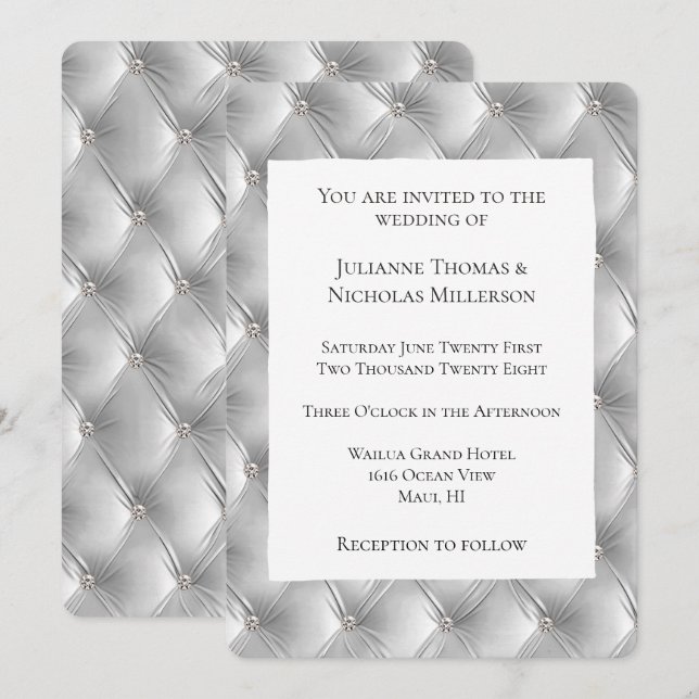 Warme Chic Soft Gray Imitats Velvet Wedding Einladung (Vorne/Hinten)