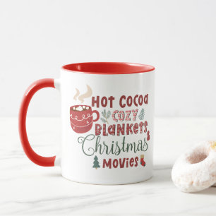 Warme Cocoa Gemütliche Blankets und Weihnachtsmot Tasse