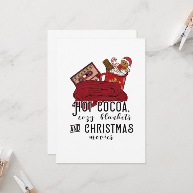 Warme Cocoa gemütliche Decken und Weihnachtsmotive Einladung (Vorderseite/Rückseite Beispiel)