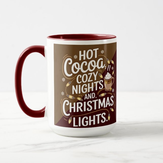 Warme Cocoa & gemütliche Nächte. Tasse (Links)