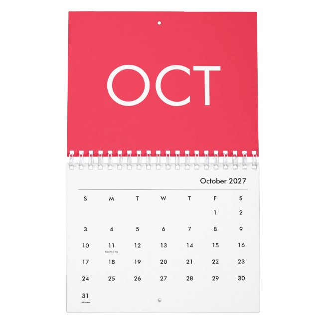 Warme Farben Einfach Modern 2027 Bunt Kalender (Okt 2027)