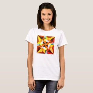 Warme Farben kühlen eckigen geometrischen Formen T-Shirt