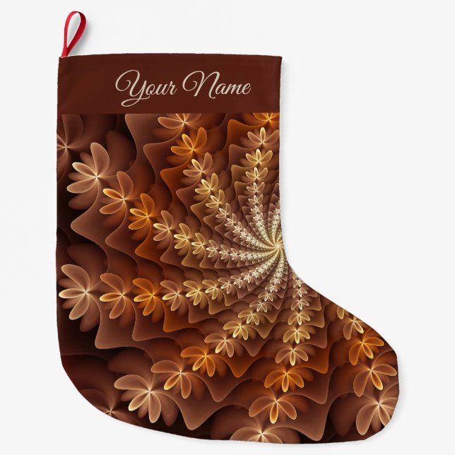 Warme Farben, moderner Abstrakter Fraktal Kunstnam Großer Weihnachtsstrumpf (Vorderseite)