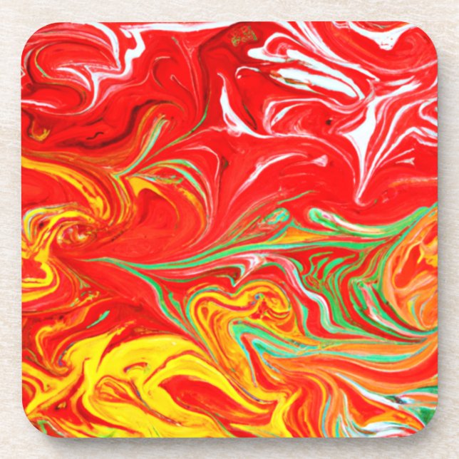 Warme Farben Muster Kunst. Jetzt kaufen Getränkeuntersetzer (Vorderseite)